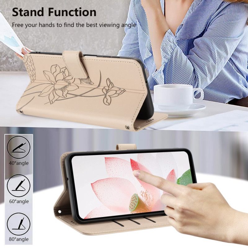 Leren Hoesje Voor Poco C85 Lotuspatroon Met Bandje