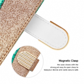 Folio-hoesje voor Xiaomi Redmi Note 11 / Note 11S Luxe Croco Pailletten