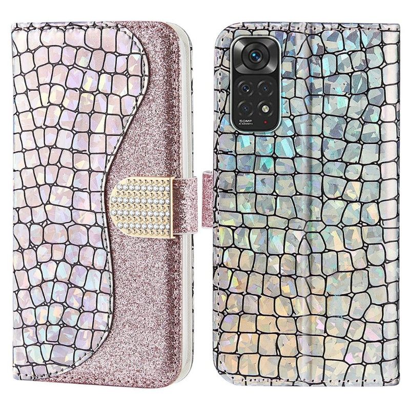Folio-hoesje voor Xiaomi Redmi Note 11 / Note 11S Luxe Croco Pailletten