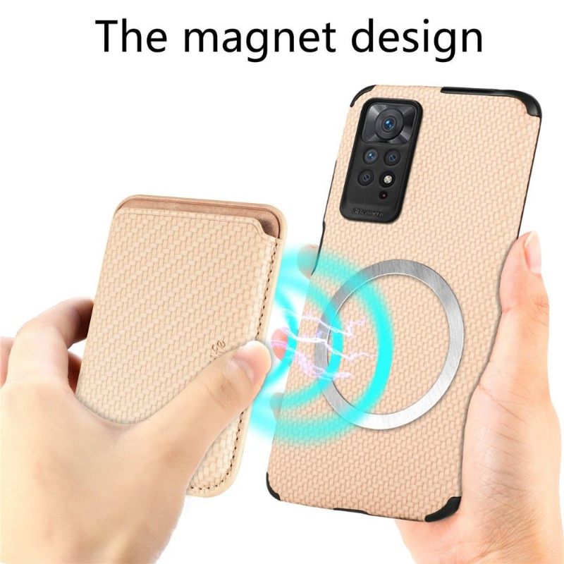 Hoesje voor Xiaomi Redmi Note 11 / Note 11S Afneembare Kaarthouder Van Koolstofvezel