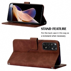 Leren Hoesje voor Xiaomi Redmi Note 11 / Note 11S Bescherming Geometrisch Ontwerp Met Riem