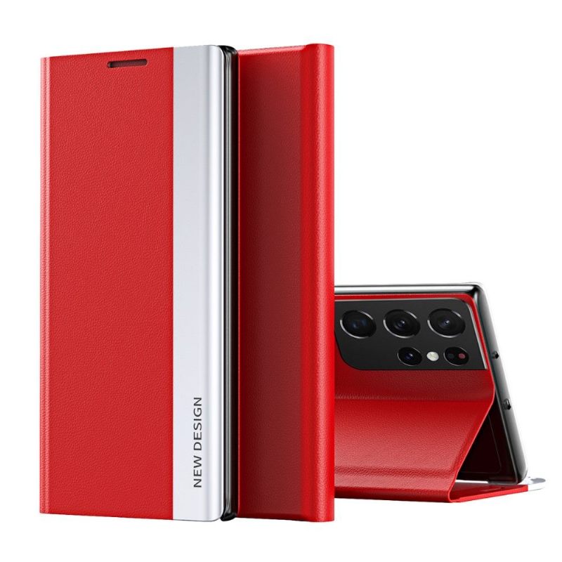 Cover voor Samsung Galaxy S21 Ultra 5G Zakelijke Magneet Met Leereffect
