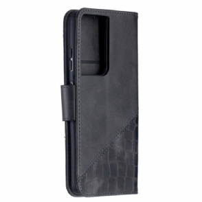 Folio-hoesje voor Samsung Galaxy S21 Ultra 5G Anti-fall Croc Aspect Leereffect