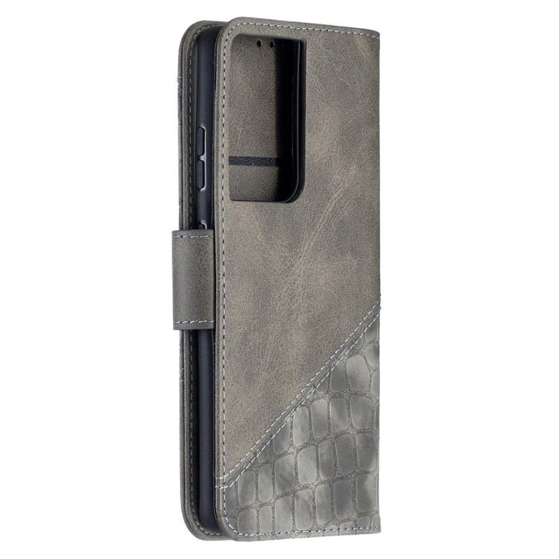 Folio-hoesje voor Samsung Galaxy S21 Ultra 5G Anti-fall Croc Aspect Leereffect