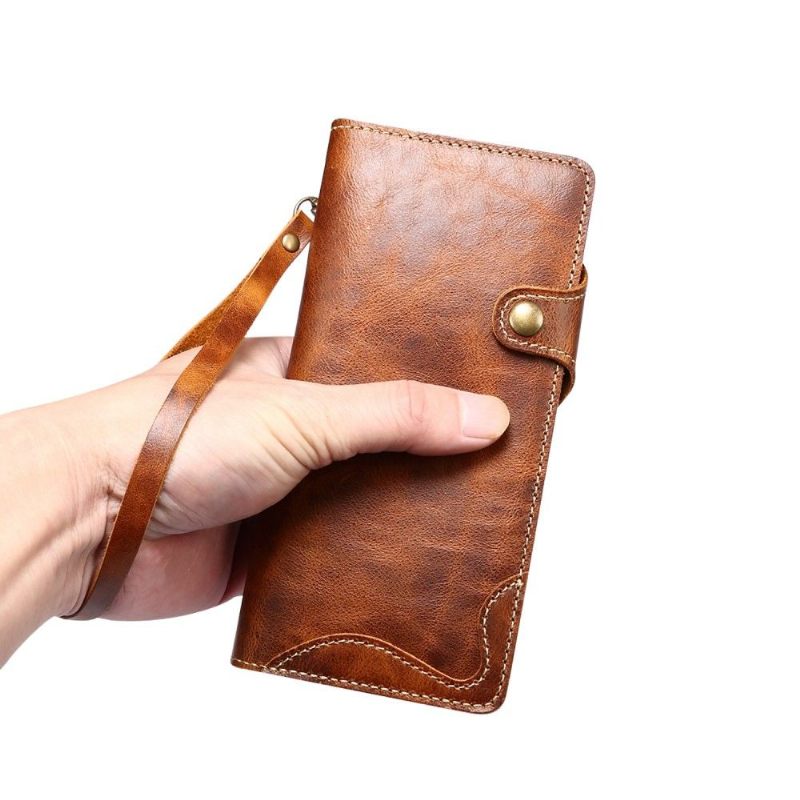 Folio-hoesje voor Samsung Galaxy S21 Ultra 5G Echt Lederen Stiksels