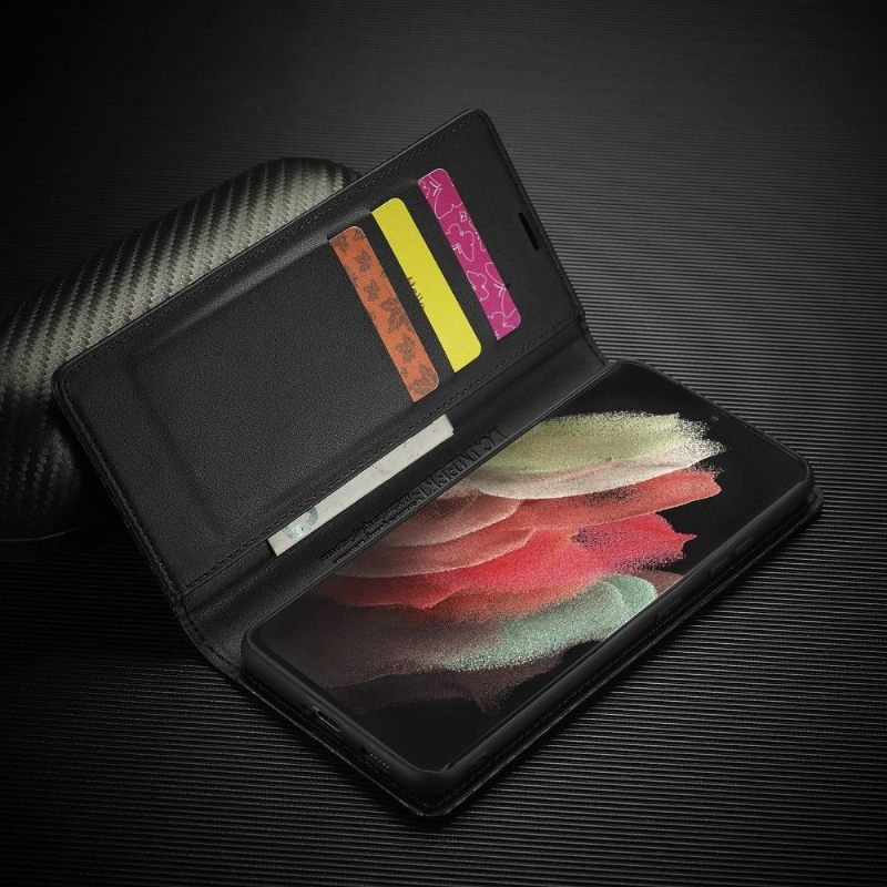Folio-hoesje voor Samsung Galaxy S21 Ultra 5G Koolstofvezel Leereffect - M1