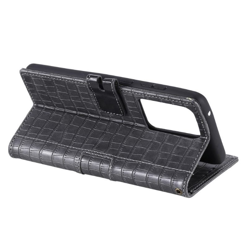 Folio-hoesje voor Samsung Galaxy S21 Ultra 5G Leerstijl Met Krokodilleneffect