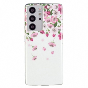 Hoesje voor Samsung Galaxy S21 Ultra 5G Anti-fall Fluorescerende Bloemen
