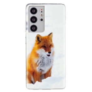Telefoonhoesje voor Samsung Galaxy S21 Ultra 5G Bescherming Fluorescerende Rode Vos