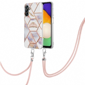 Hoesje voor Samsung Galaxy A13 5G Anti-fall Met Koord Marmer En Kroon
