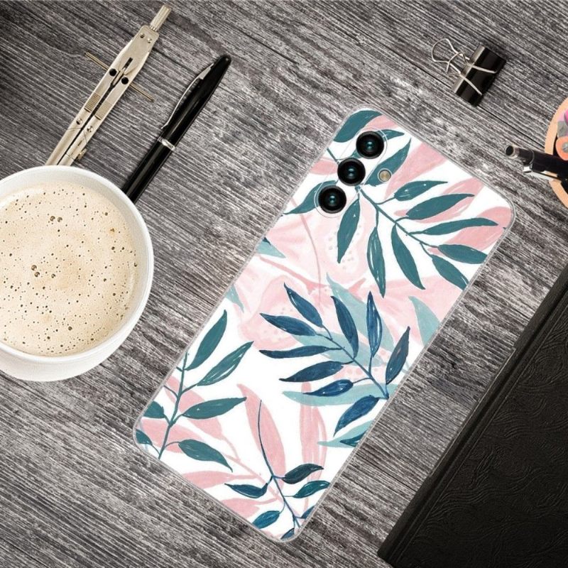 Hoesje voor Samsung Galaxy A13 5G Groene En Roze Bladeren