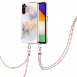 Hoesje voor Samsung Galaxy A13 5G Met Koord Gekleurd Marmer