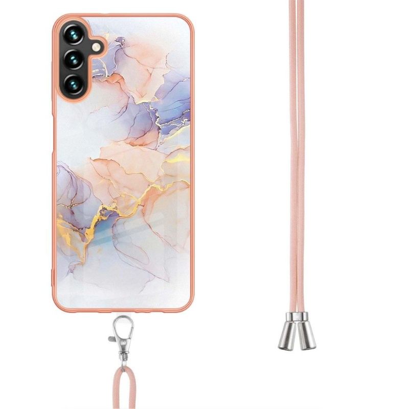 Hoesje voor Samsung Galaxy A13 5G Met Koord Gekleurd Marmer