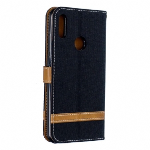 Case voor Huawei Y6 2019 Stoffen Bekleding Met Riem