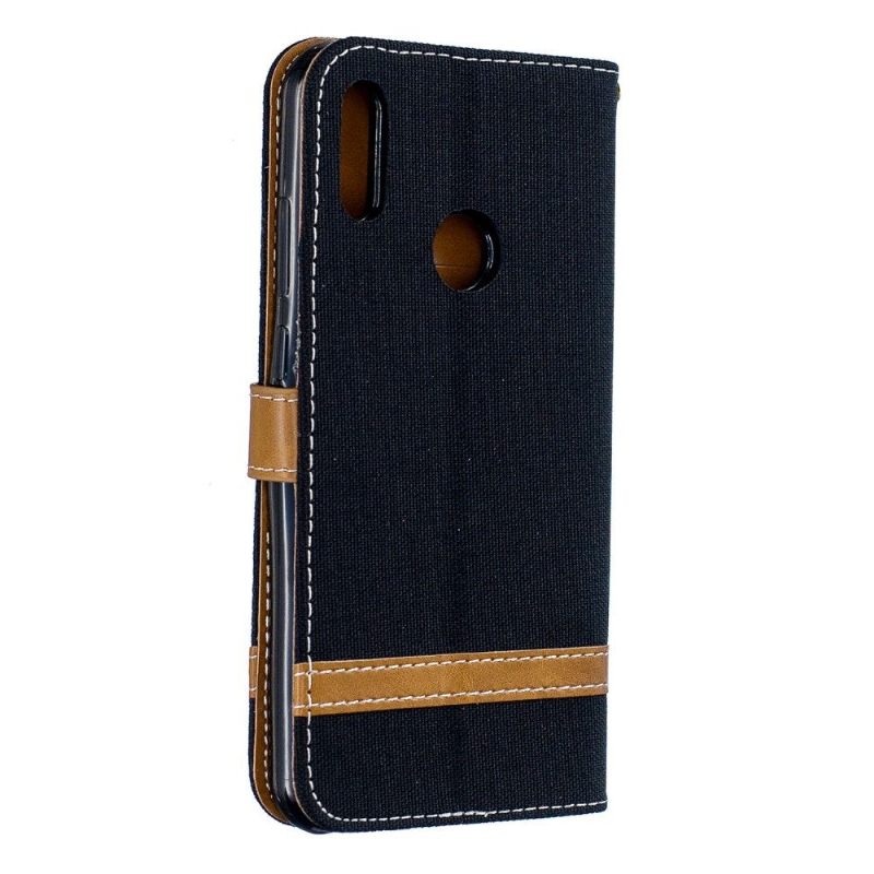 Case voor Huawei Y6 2019 Stoffen Bekleding Met Riem