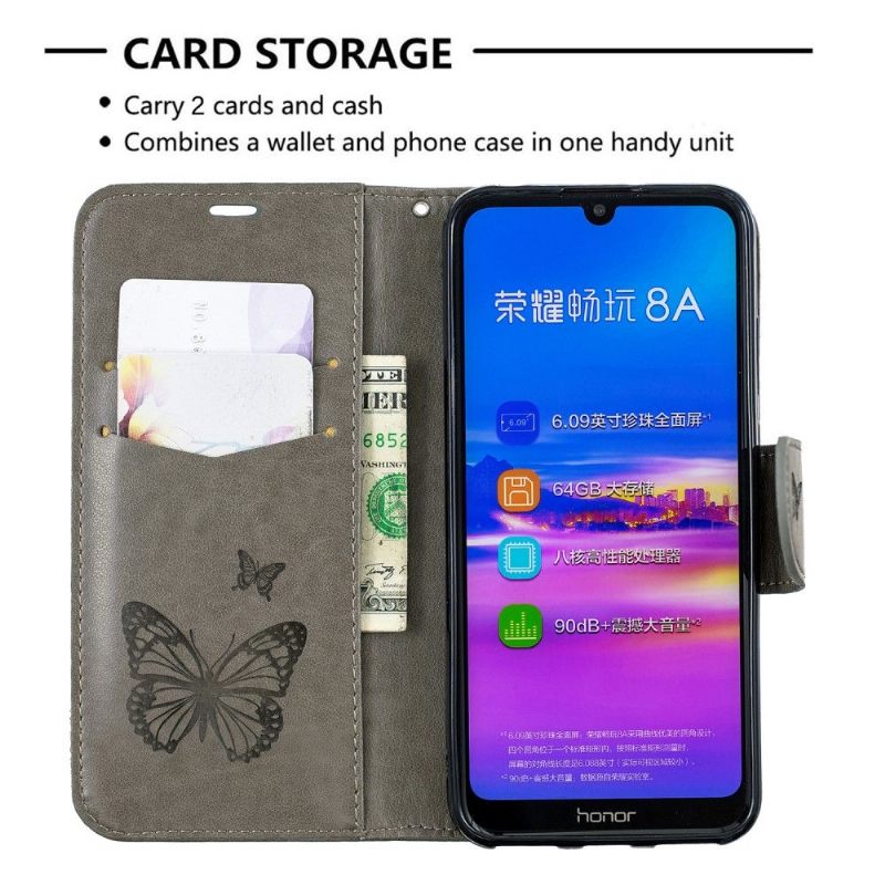 Flip Case voor Huawei Y6 2019 Ondersteuningsfunctie Vlinders