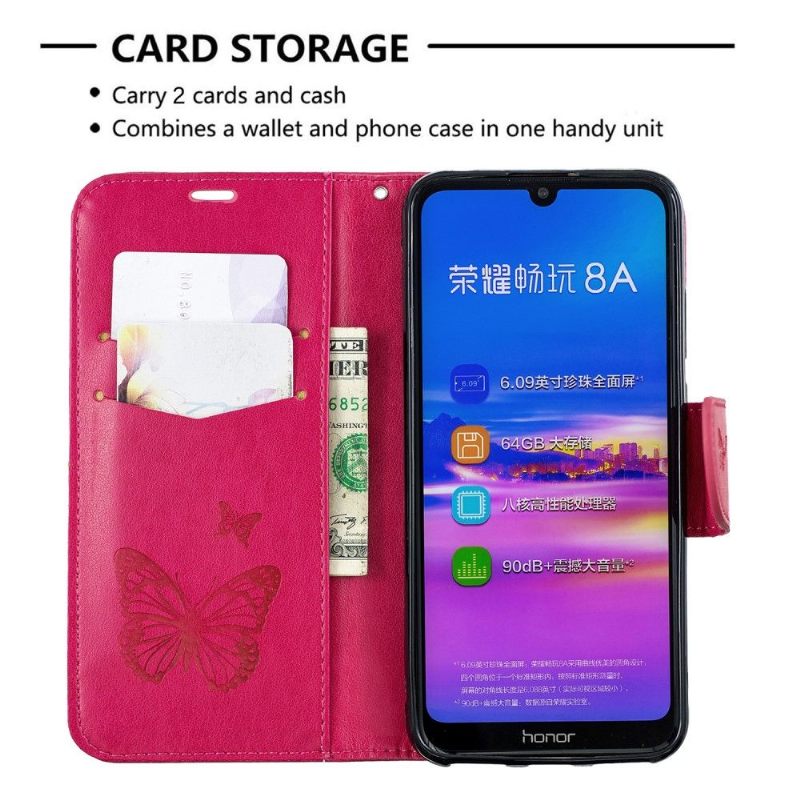 Flip Case voor Huawei Y6 2019 Ondersteuningsfunctie Vlinders