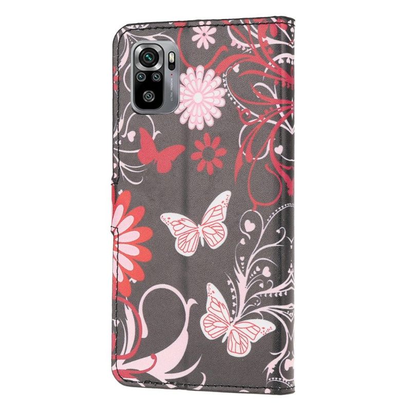 Folio-hoesje voor Xiaomi Redmi Note 10 Anti-fall Vlinders En Bloemen