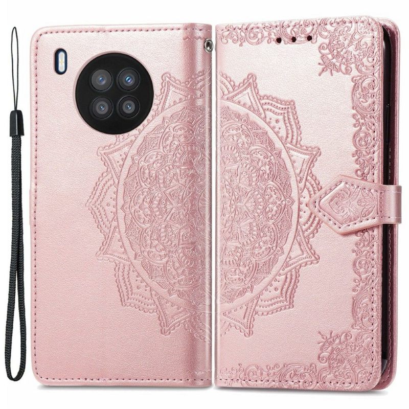 Leren Hoesje voor Honor 50 Lite / Huawei Nova 8i Mandala-reliëf In Kunstleer