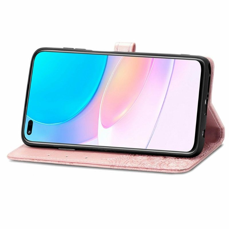 Leren Hoesje voor Honor 50 Lite / Huawei Nova 8i Mandala-reliëf In Kunstleer