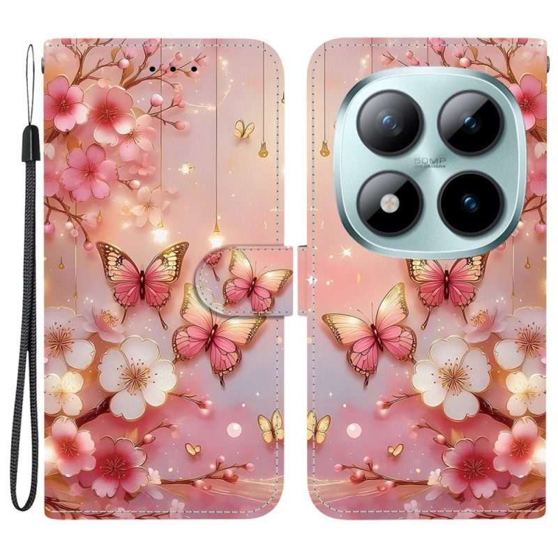 Flip Case Leren Xiaomi Redmi Note 15 Pro 5g Lantaarnvlinders