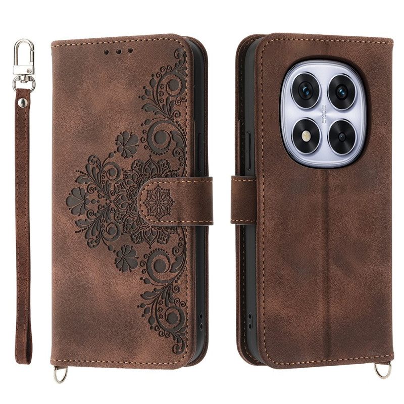 Flip Case Leren Xiaomi Redmi Note 15 Pro 5g Mandala Suède-effect Met Schouderbandje