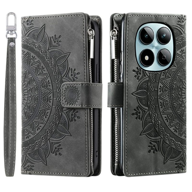 Flip Case Leren Xiaomi Redmi Note 15 Pro 5g Portemonnee Met Mandala-bloemen Suède-effect