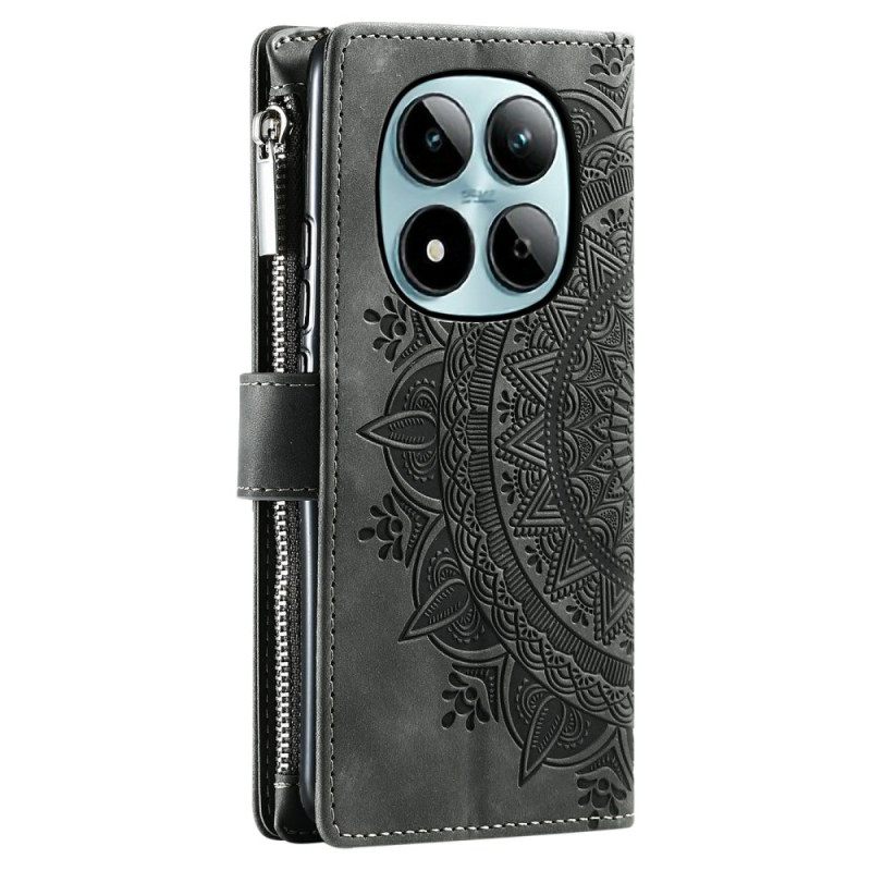 Flip Case Leren Xiaomi Redmi Note 15 Pro 5g Portemonnee Met Mandala-bloemen Suède-effect