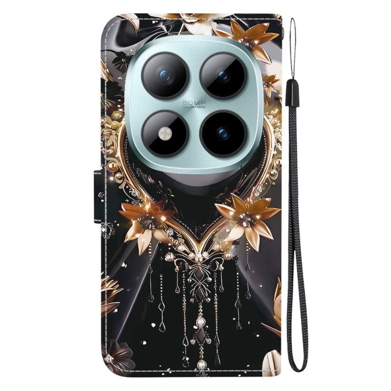 Flip Case Leren Xiaomi Redmi Note 15 Pro 5g Zwart En Goud Hart