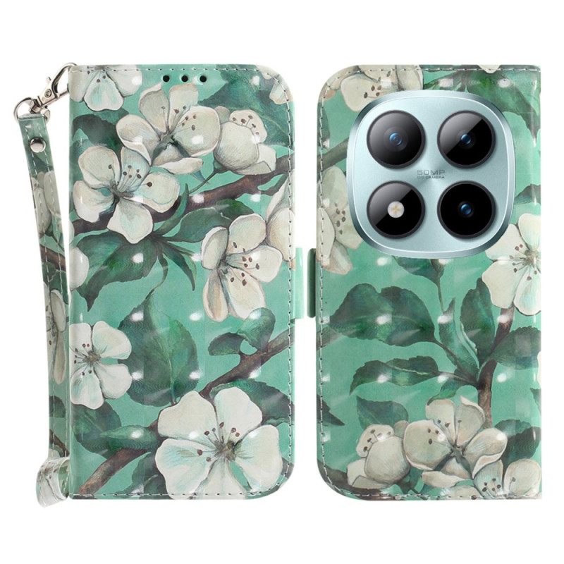 Folio-hoesje Xiaomi Redmi Note 15 Pro 5g Aquarelbloemen Met Bandjes