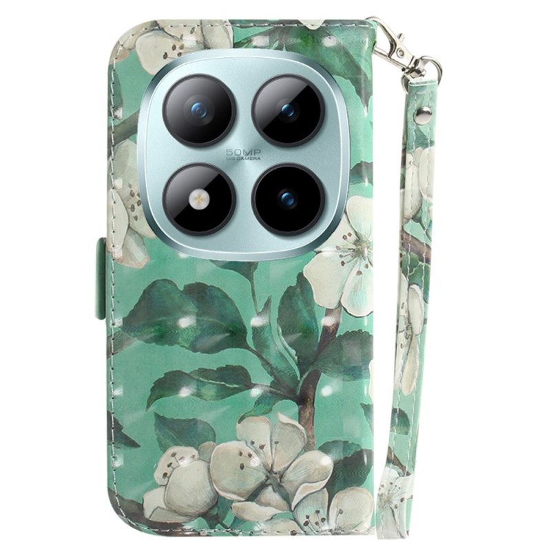 Folio-hoesje Xiaomi Redmi Note 15 Pro 5g Aquarelbloemen Met Bandjes