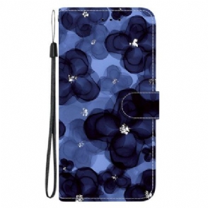 Leren Hoesje Voor Xiaomi Redmi Note 15 Pro 5g Blauwe Bloemen