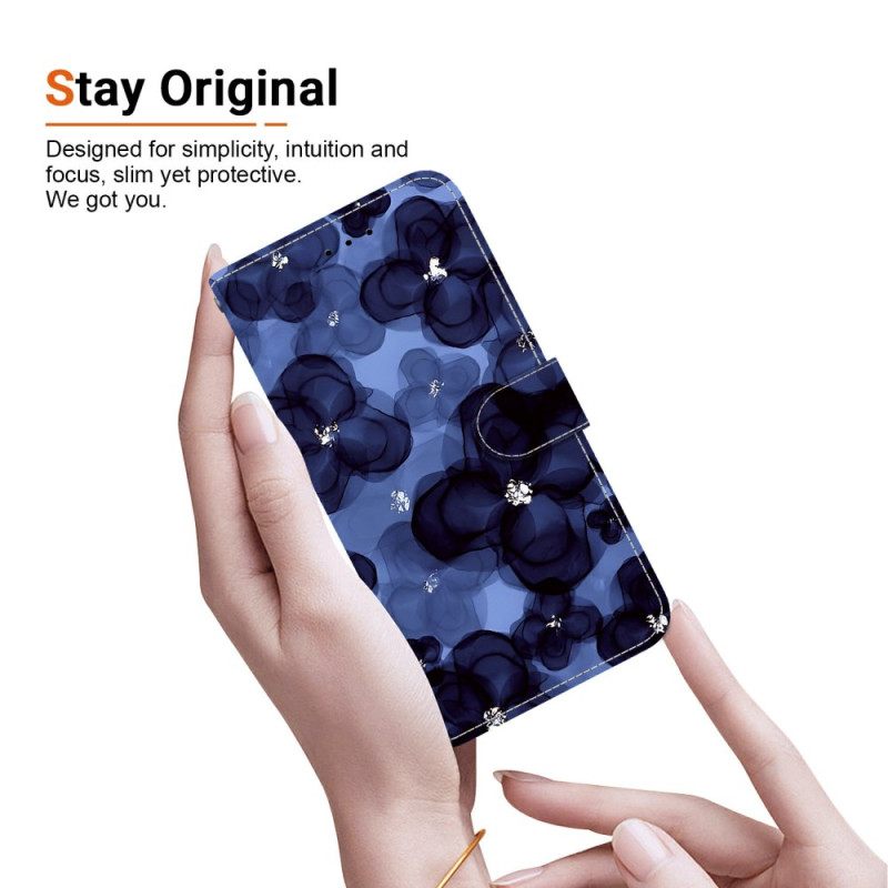 Leren Hoesje Voor Xiaomi Redmi Note 15 Pro 5g Blauwe Bloemen