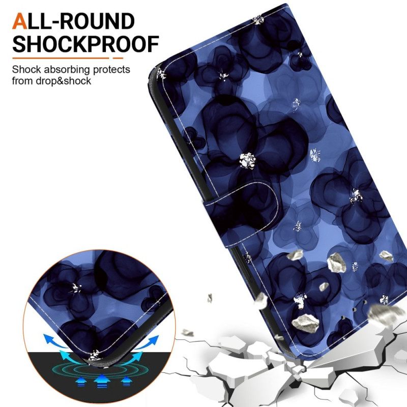 Leren Hoesje Voor Xiaomi Redmi Note 15 Pro 5g Blauwe Bloemen