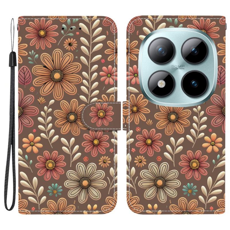 Leren Hoesje Voor Xiaomi Redmi Note 15 Pro 5g Bloemenpatroon