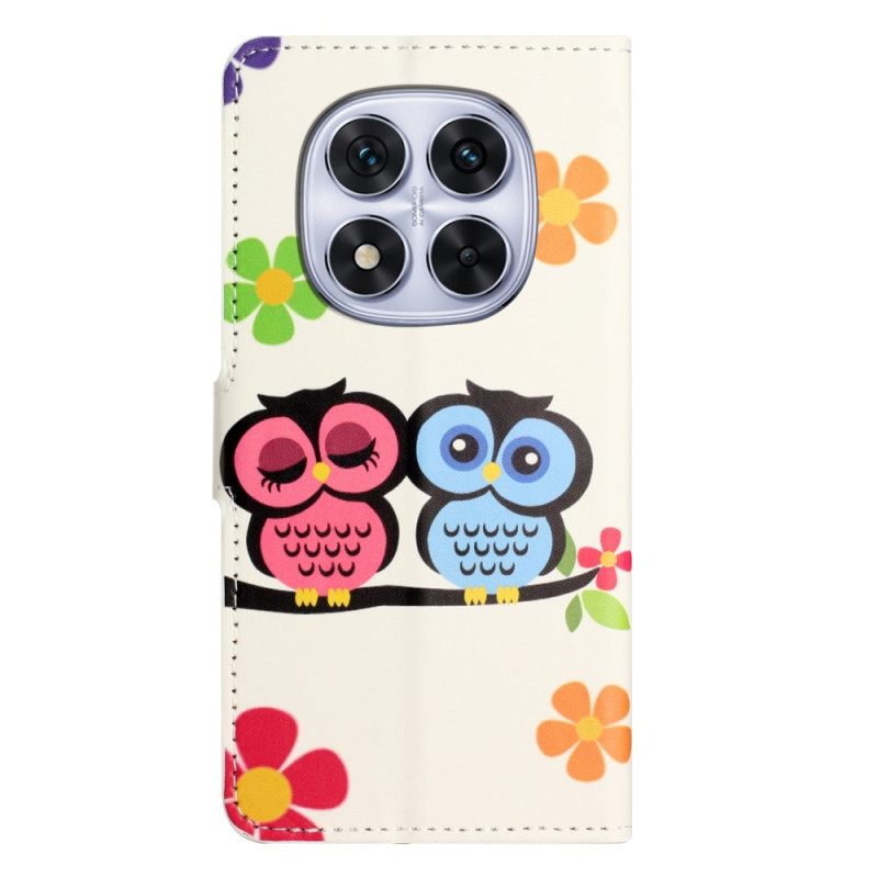 Leren Hoesje Voor Xiaomi Redmi Note 15 Pro 5g Paar Uilen