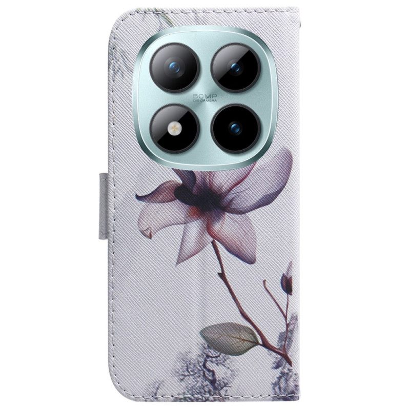 Leren Hoesje Voor Xiaomi Redmi Note 15 Pro 5g Roze Bloem