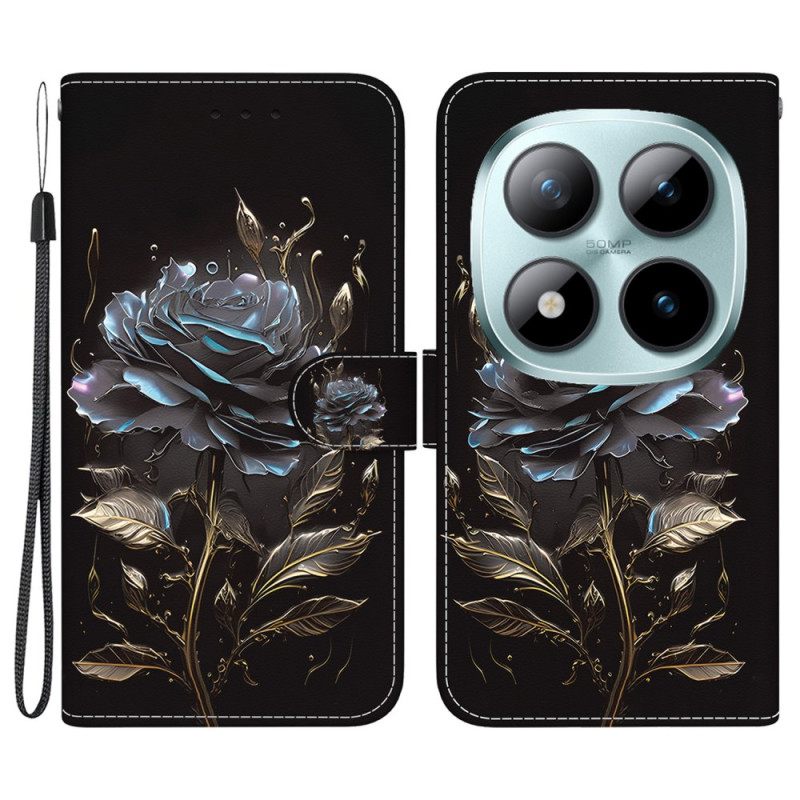 Leren Hoesje Voor Xiaomi Redmi Note 15 Pro 5g Zwarte Roos