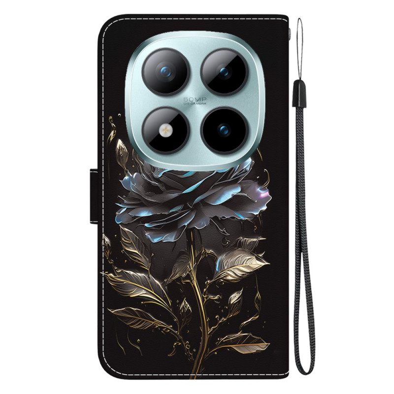 Leren Hoesje Voor Xiaomi Redmi Note 15 Pro 5g Zwarte Roos