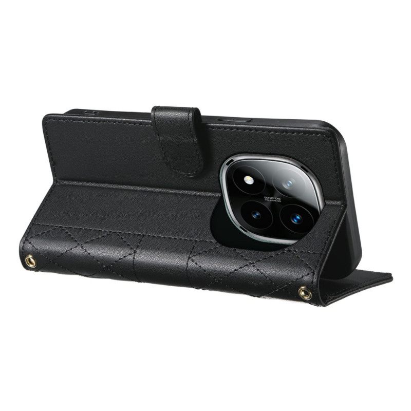 Leren Hoesje Xiaomi Redmi Note 15 Pro 5g Gewatteerd Met Bandjes