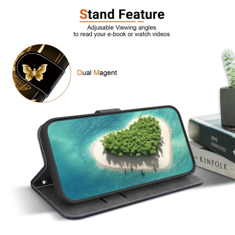 Leren Hoesje Xiaomi Redmi Note 15 Pro 5g Gouden Bloem Bescherming Hoesje