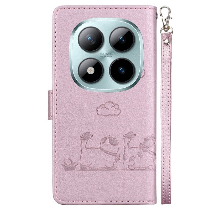 Leren Hoesje Xiaomi Redmi Note 15 Pro 5g Kattenscène Bescherming Hoesje