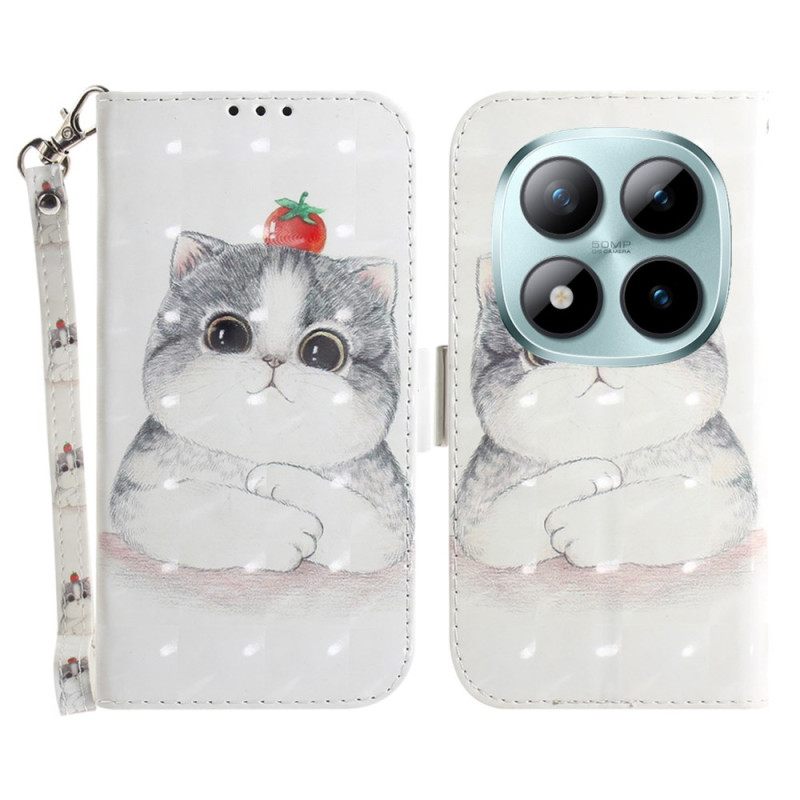 Leren Hoesje Xiaomi Redmi Note 15 Pro 5g Schattige Kat Met Bandjes