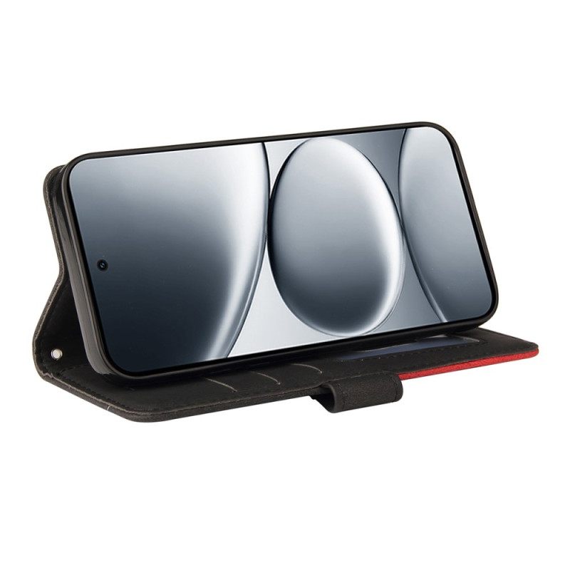 Leren Hoesje Xiaomi Redmi Note 15 Pro 5g Tweekleurig Golvend Bescherming Hoesje