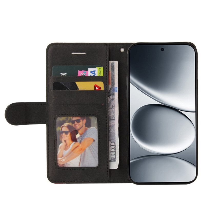 Leren Hoesje Xiaomi Redmi Note 15 Pro 5g Tweekleurig Golvend Bescherming Hoesje