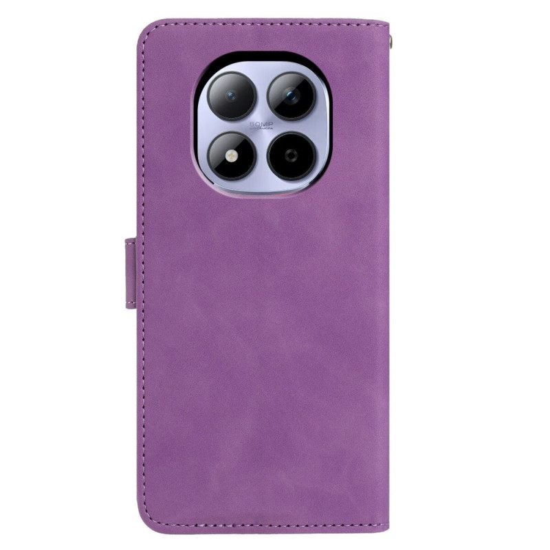 Leren Hoesje Xiaomi Redmi Note 15 Pro 5g Vlinder- En Bloemenpatroon Bescherming Hoesje