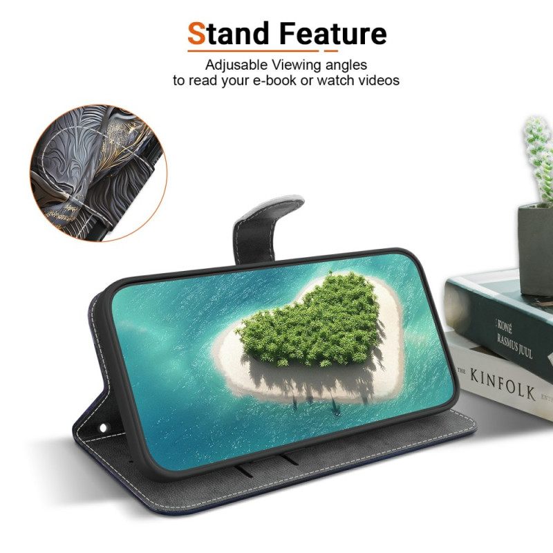 Leren Hoesje Xiaomi Redmi Note 15 Pro 5g Zwart-gouden Leeuw