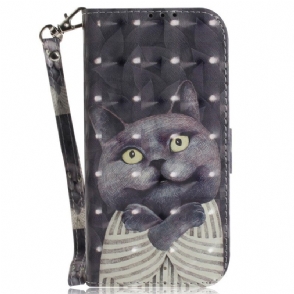 Flip Case voor Honor Magic 5 Lite Met Ketting Originele String Cat