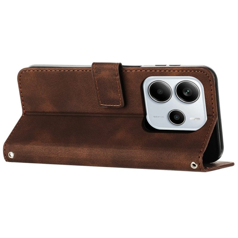 Flip Case Leren Xiaomi Redmi Note 14 4g Geometrische Lijnen Met Bandje