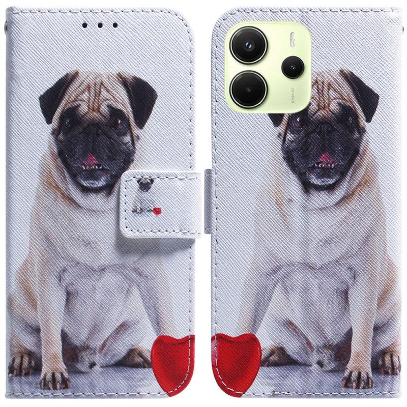 Flip Case Leren Xiaomi Redmi Note 14 4g Mops Hond